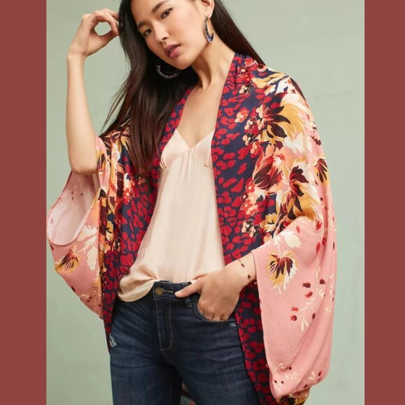 SAACHI Mixed Print Floral Kimono Misty Rose NEW - Picture 1 of 9